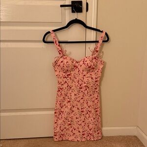 Francesca’s Floral Pink Dress with Spaghetti Straps